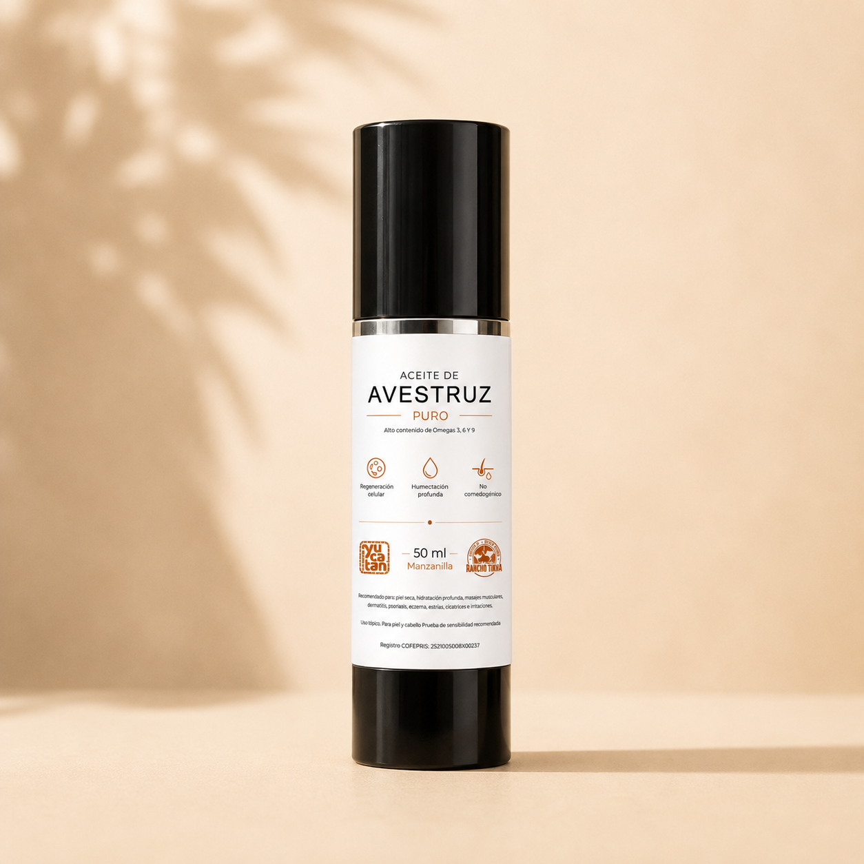 Aceite de avestruz cosmético en presentación de 50 ml